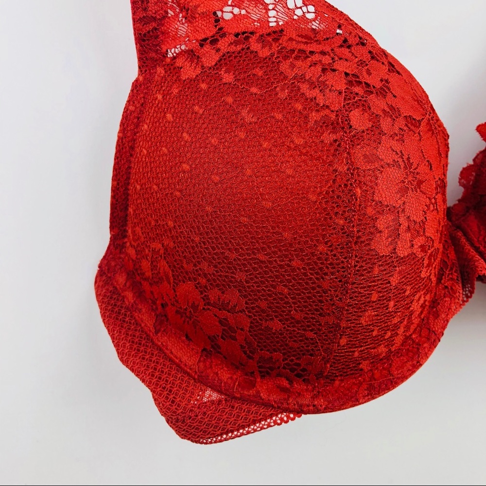 Women's Lace Underwire Bra - Red - Picture 5 of 11